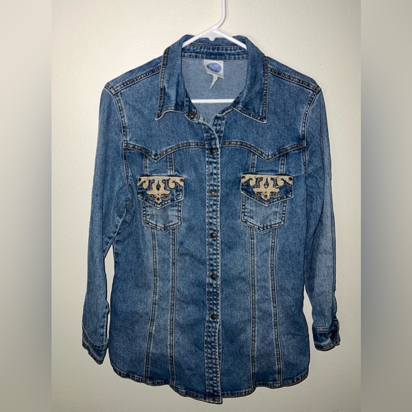 Diane Gilman Women’s Detailed Denim Long Sleeve Jacket! Size M. - Picture 2 of 15